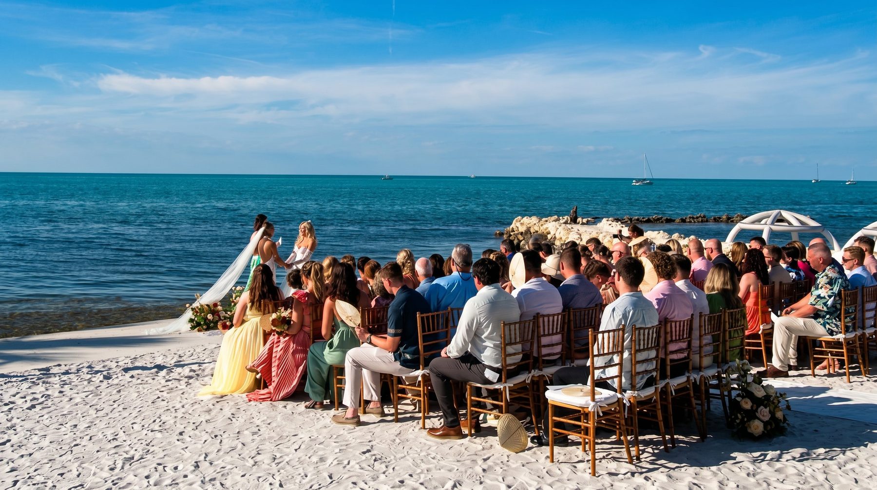 On Deck beachfront wedding ceremony in the Florida Keys